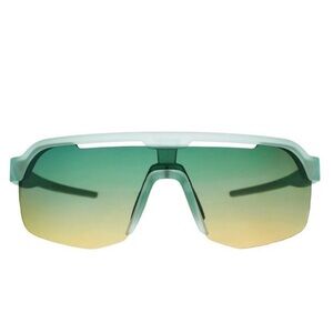 Sporty Shield Sunglasses with Green to Yellow Gradient Lens